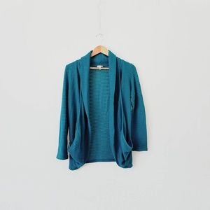 PIXLEY Slub Knit Open Cardigan, Teal, Size M